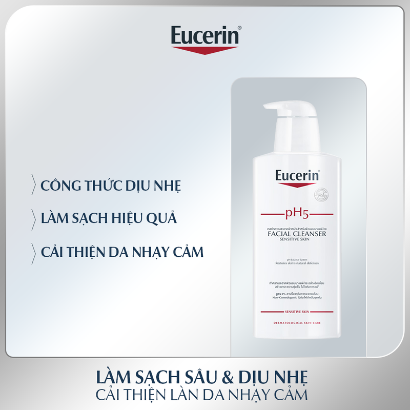 Thông tin chung về Sữa Rửa Mặt Eucerin Facial Cleanser PH5 Sensitive Skin Cho Da Nhạy Cảm