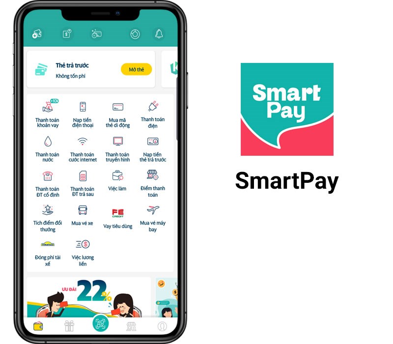 Vào ứng dụng SmartPay chọn nạp tiền